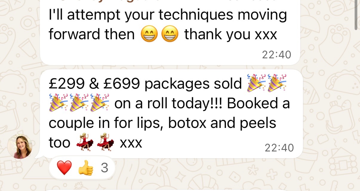 Member update: '£299 and £699 packages sold, on a roll today!'